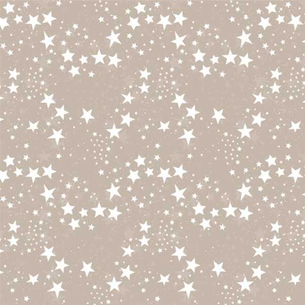 Druk na tkaninie- białe gwiazdki na tle w kolorze jasnego brązu